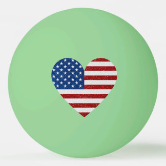 Balle De Ping Pong Drapeau américain cœur 4 juillet paillettes