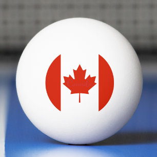 Balle De Ping Pong Drapeau canadien rouge et blanc Feuille d'érable