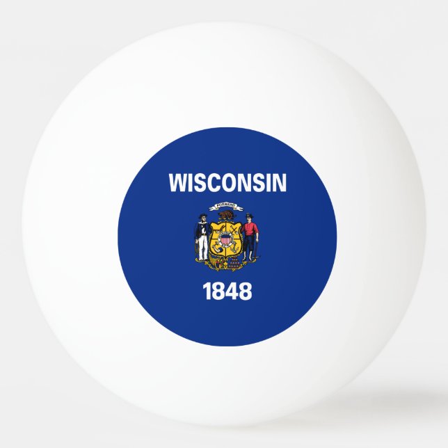 Balle De Ping Pong Drapeau de l'État du Wisconsin (Devant)