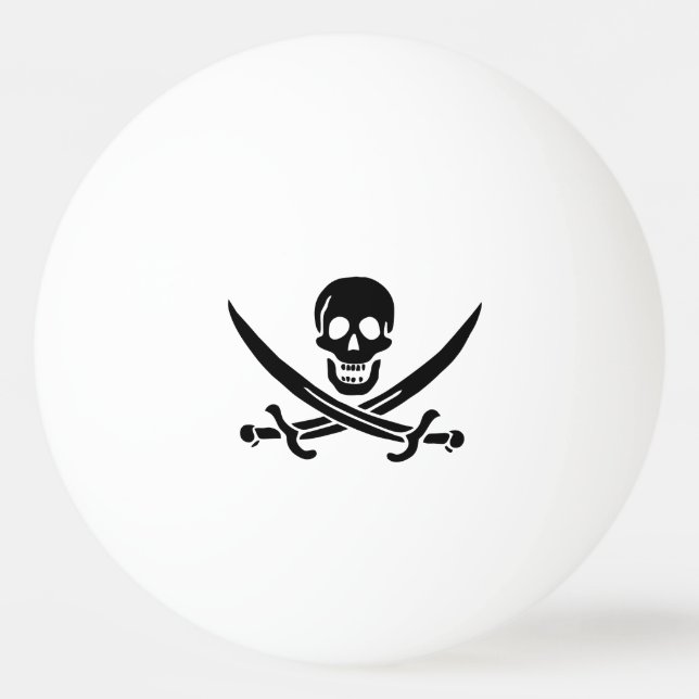Balle De Ping Pong Drapeau de pirate Crâne croisé épées (Devant)