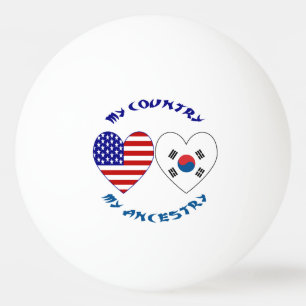 Balle De Ping Pong Drapeau en forme de cœur Corée du Sud États-Unis P