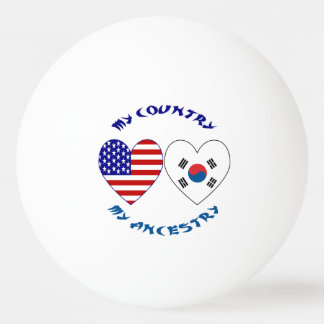 Balle De Ping Pong Drapeau en forme de cœur Corée du Sud États-Unis P