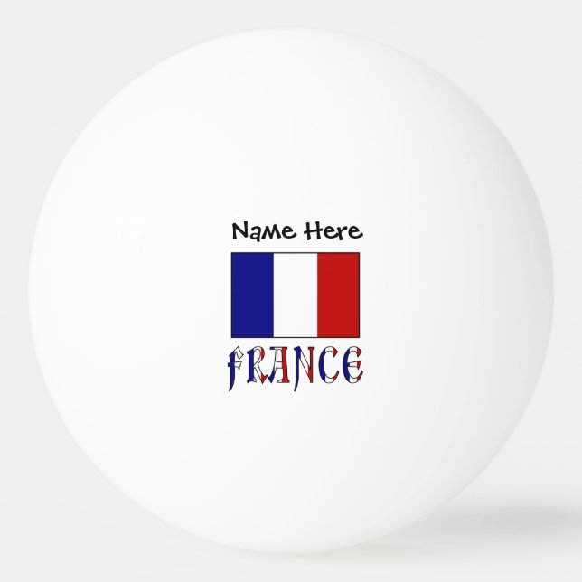 Balle De Ping Pong Drapeau français avec votre nom (Devant)