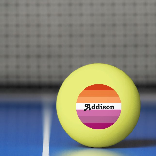 Balle De Ping Pong Drapeau lesbien avec cadeau de nom personnalisé (Filet)