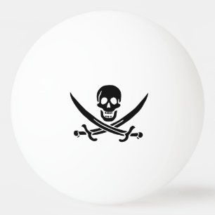 Balle De Ping Pong Drapeau pirate crâne épées croisées