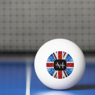 Balle De Ping Pong Drapeau rouge bleu blanc brillant parties scintill