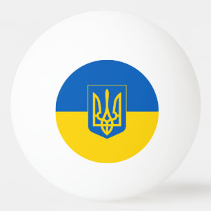 Balle De Ping Pong Drapeau ukrainien avec armoiries