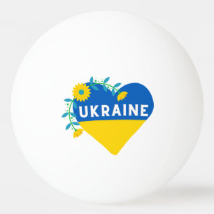 Balle De Ping Pong Drapeau ukrainien fleuri coloré en forme de cœur