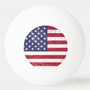 Balle De Ping Pong Drapeau vintage USA Patriotique Américain Rouge Bl