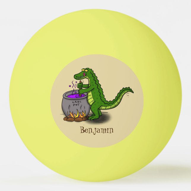 Balle De Ping Pong Drôle alligator vert cuisine dessin animé (Devant)