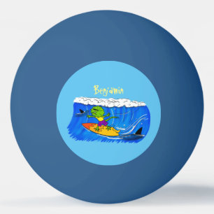 Balle De Ping Pong Drôle caricature de surf de lézard au cou