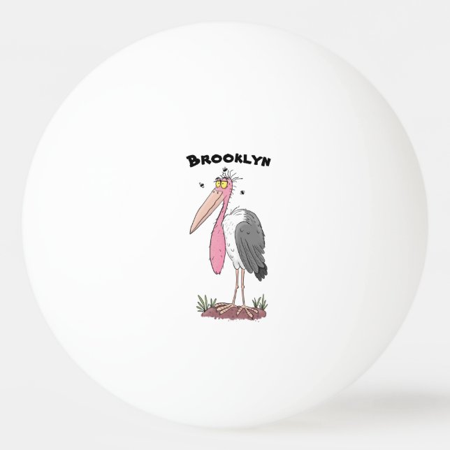 Balle De Ping Pong Drôle dessin animé de cigogne en marabou (Devant)