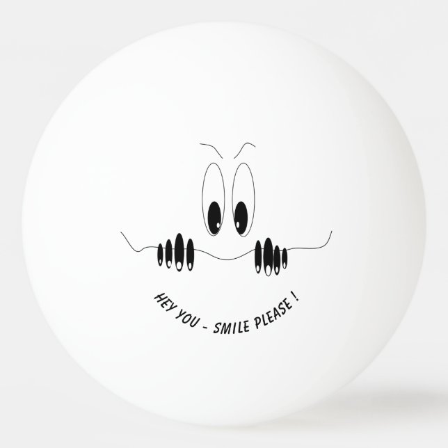 Balle De Ping Pong Drôle Eyes Ping Pong Ball Smile - Texte Personnali (Devant)