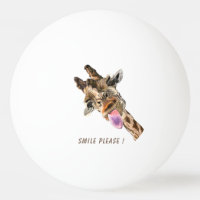 Drôle Giraffe Ping Pong Ball Smile - Texte Personn