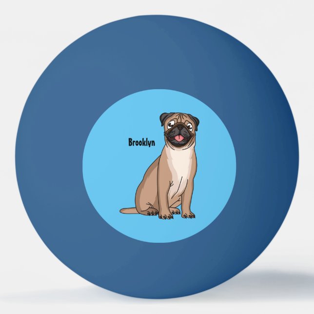 Balle De Ping Pong Drôle joyeux dessin animé de chien de carlin (Devant)