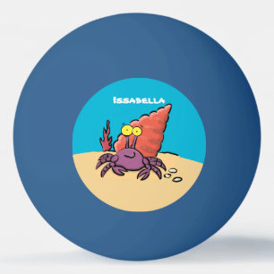 Balle De Ping Pong Drôle mignon caricature pourpre crabe ermite