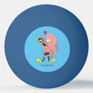 Balle De Ping Pong Drôle pieuvre embrasse plongeur dessin animé humou