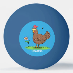 Balle De Ping Pong Drôle poulet rustique whimsical dessin animé