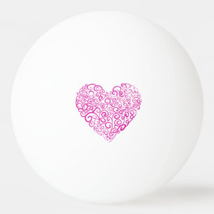 Balle De Ping Pong Écriture spirale coeur rose pour la Saint Valentin