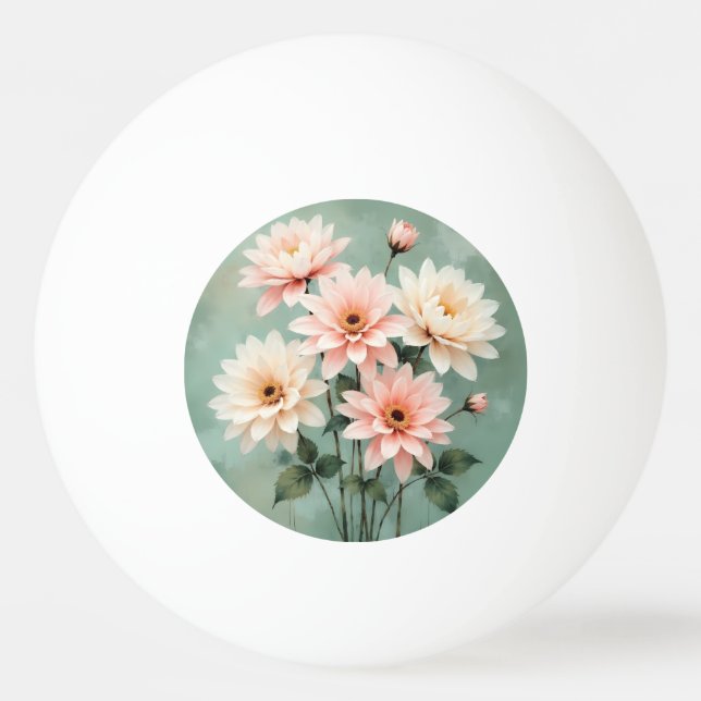 Balle De Ping Pong Elegant Blush Chrysanthemum Art (Devant)