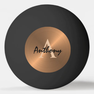 Balle De Ping Pong Élégant bronze or métal Monogramme personnalis