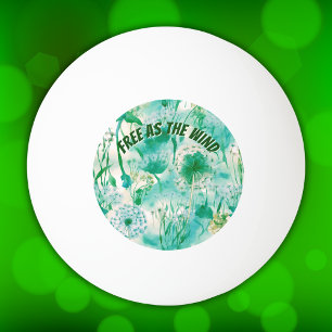 Balle De Ping Pong Élégant Dandelion Monogramme vert et blanc  