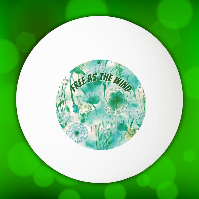 Balle De Ping Pong Élégant Dandelion Monogramme vert et blanc | (Créateur téléchargé)