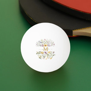 Balle De Ping Pong Élégant Monogramme coloré Fleur sauvage Jardin Flo