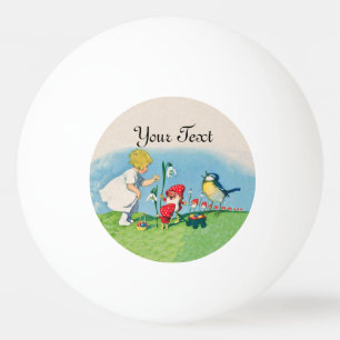 Balle De Ping Pong Elfes de gnome de Pâques Lilly de fille chantant