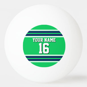 Balle De Ping Pong Emerald Green avec Navy White Stripes Team Jersey