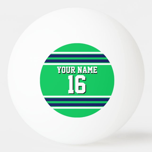 Balle De Ping Pong Emerald Green avec Navy White Stripes Team Jersey (Devant)