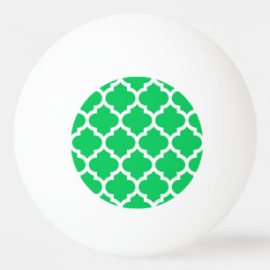 Balle De Ping Pong Emerald Green White Marocain Quatrefoil Motif #5