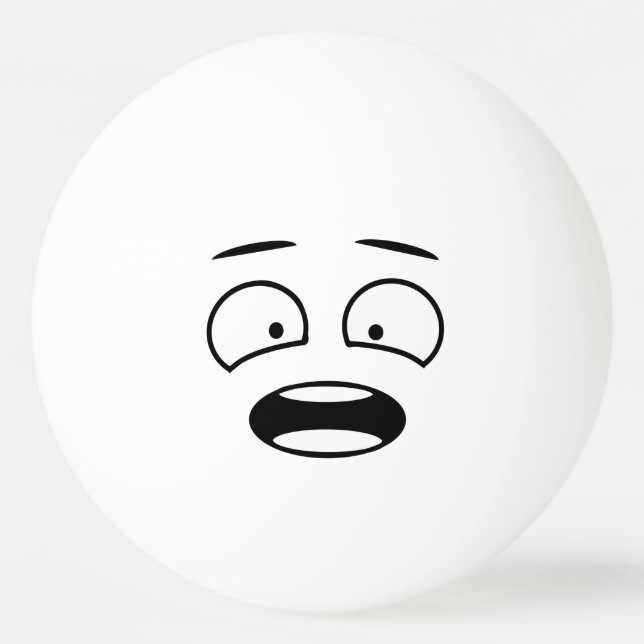 Balle De Ping Pong Emoji : Le visage effrayé par la nouveauté (Devant)