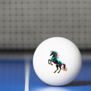 Balle De Ping Pong Enseigne au néon Cheval Style Rétro Glitch