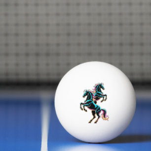 Balle De Ping Pong Enseigne au néon Cheval Style Rétro Glitch