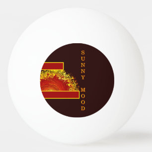 Balle De Ping Pong Explosion de soleil jaune orange marron abstrait p