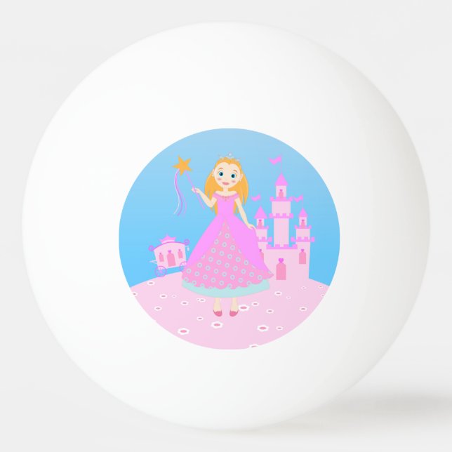 Balle De Ping Pong Fairytale Princess à Pink Birthaday (Devant)