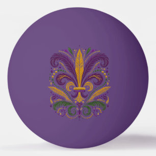 Balle De Ping Pong Fleur de lis jaune et vert violet