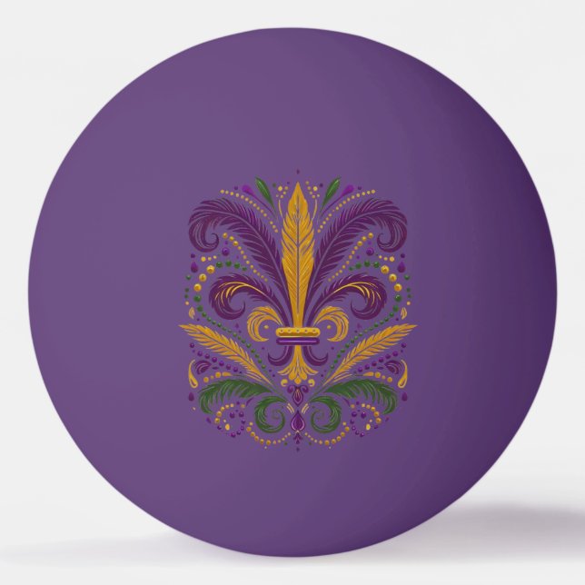 Balle De Ping Pong Fleur de lis jaune et vert violet (Devant)