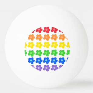 Balle De Ping Pong Fleurs arc-en-ciel colorées