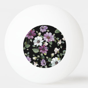Balle De Ping Pong Fleurs De Cosmos Élégantes : Aquarelle Sans Couleu