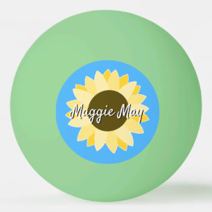 Balle De Ping Pong Fleurs de soleil sur Bleu ping-pong balle