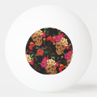 Balle De Ping Pong Fleurs du crâne : Arrière - plan foncé sans coutur