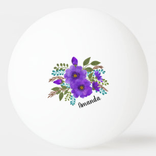 Balle De Ping Pong Fleurs pourpres personnalisées