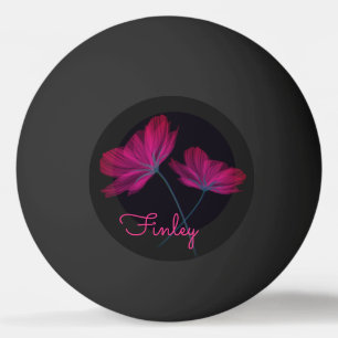 Balle De Ping Pong Fleurs roses néon et noires du nom Floral
