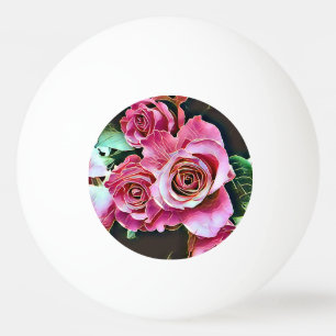 BALLE DE PING PONG FLEURS ROSES ROSES ROSES ROSES