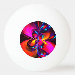 Balle De Ping Pong Floral moderne Art Abstrait Rouge Bleu Motif #07