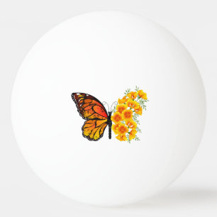 Balle De Ping Pong Flower Butterfly with Yellow California Poppy