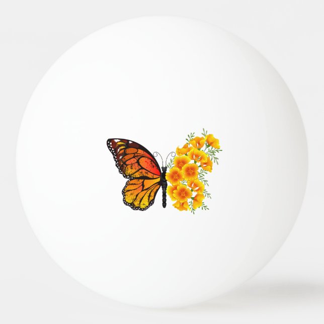 Balle De Ping Pong Flower Butterfly with Yellow California Poppy (Devant)