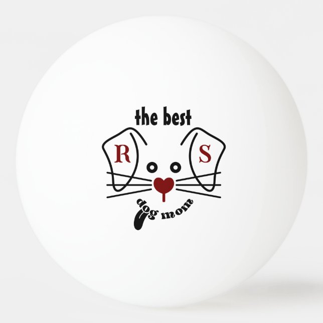 Balle De Ping Pong Fun Best Dog Maman Monogramme personnalisé (Devant)